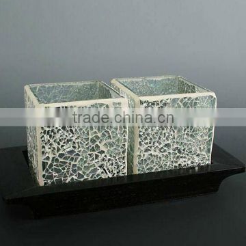 mosaic square tealight candle jar