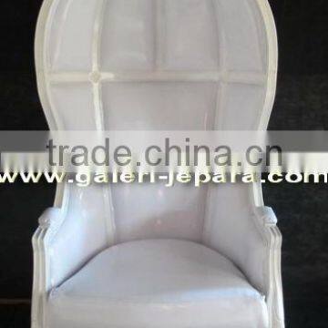 White Canopy Arm Chairs With Imitation Leather- French Style Canopy Arm Chair - Furniture