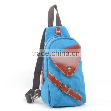 New Unisex Canvas Candy Color Shoulder Bag Cross Body leather pocket Chest Bag 4Colors