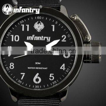 INFANTRY Men's Date Sport Army Style Nylon Fabric Quartz Black Watch