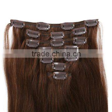 indian virgin clip in hair extensions Double Drawn Thick Ends Clip In Hair Extension weave