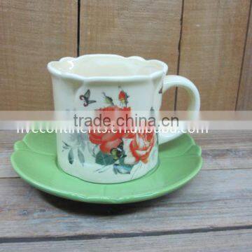 Ceramic Mug with Saucer Dish Set for Tea and Coffee