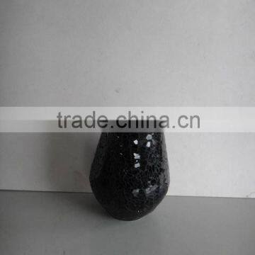 BLACK GLASS CRACKLE TUMBLER