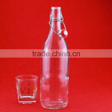 Wholesale swing top glass bottle with plastic and ceramic stopper