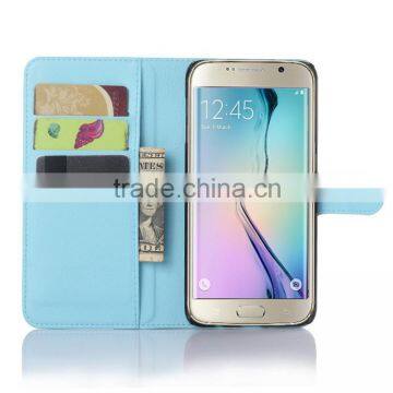 HOT SELLING Luxury Case for Samsung GALAXY S6 Edge Plus PU Lichee Leather Flip Cover With Wallet photo-5