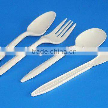 corn starch biodegradable cutlery set, disposable spoon fork 6 inch