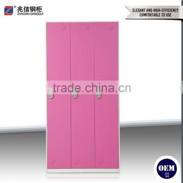 Pink Wardrobe With 3 Door Steel Electronic Lock Cabinet Durable Steel Locker photo-3