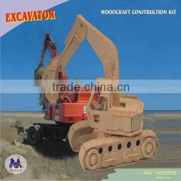 New Children Educational,Fancy Intelligent Toy 3D Excavator Wooden Puzzle