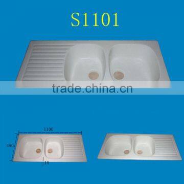 Flat Installation Right Angled Resin Solid Surface Kitchen Sink