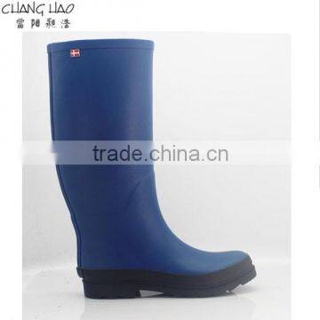 Rubber rain boot women fashion boot navy bule with black sole Wellington Boot