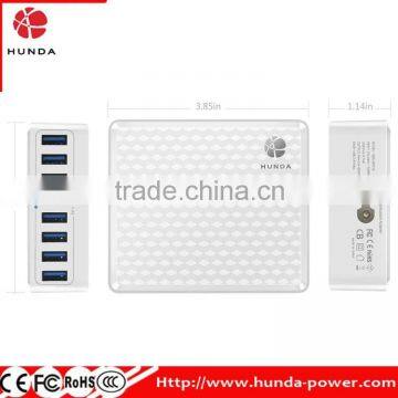 HUNDA New Arrival 5V/12A 8 Ports Intelligent Multi Desktop USB Charger- White