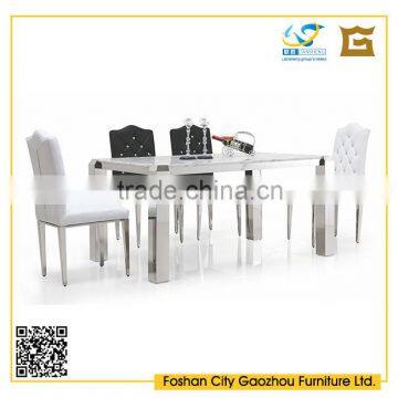 Hotsale dining room sets modern marble top metal legs dining table chair sets