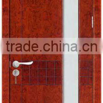 Veneer wooden interior room door with glass