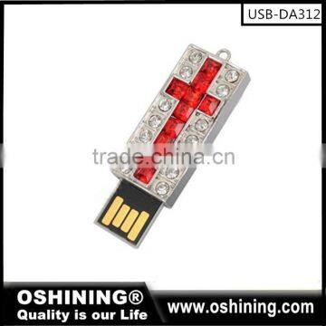 Wholesale full capacity diamond usb 2.0 flash drive 2gb-128gb with keychain (USB-DA312)