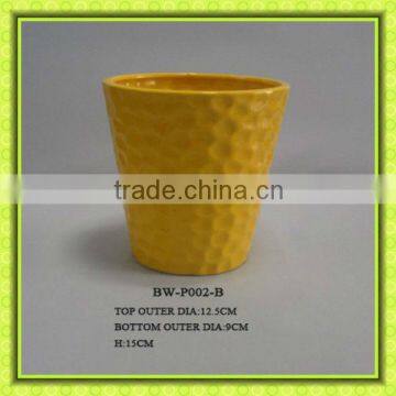 Yellow glazed medium ceramic planters