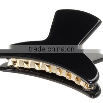 HANDMADE JAW CLIP WITH METAL TEETH TORTOISE SHELL ACETATE