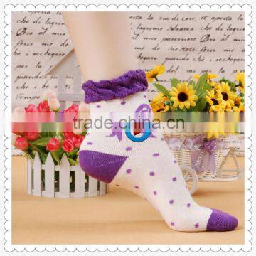 Little girl children ruffle top with purple bowknot ankle socks,Children socks,tube socks,cartoon socks