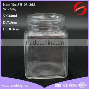 380ml square glass jar with lug cap