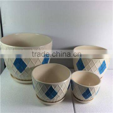 Wholesale Ceramic Flower Pots Painting Diamond With Same Pattern photo-3