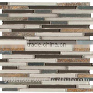 Natural Stone Mosaic and Crystal Glass Mosaic Tile (crystal Glass ) photo-2