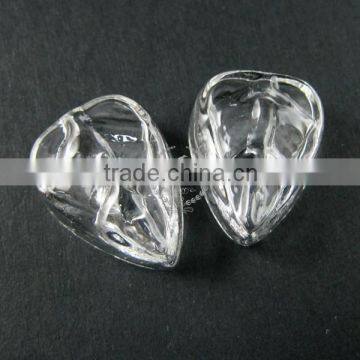 15x22mm transparent flower leaf shape glass dome cabochon with 3mm hole DIY jewelry supplies 3070070