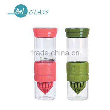 China handblown glassware pyrex glass fruit juice bottle OEM 500ml N6401