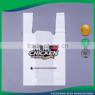 Hot selling HDPE/PO vest handles bags white plastic T-shirt bag