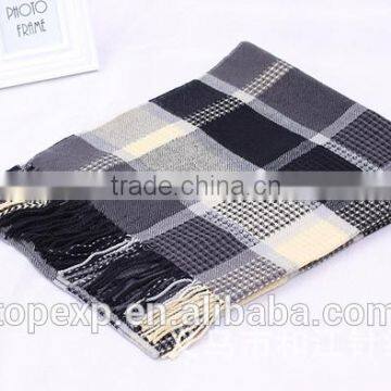 Unisex Knitted Check Tassels Acrylic Scarf photo-4