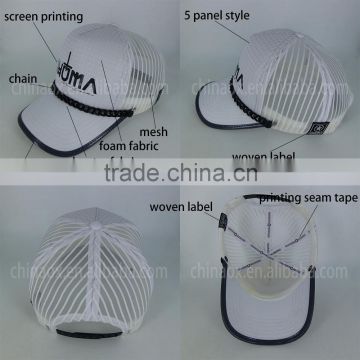 fashion trucker hat custom print with chain mesh trucker cap mesh cap wholesale in high quality