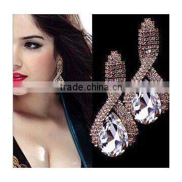 Clear crystal jewelry luxury gold big brand drop earrings new X79