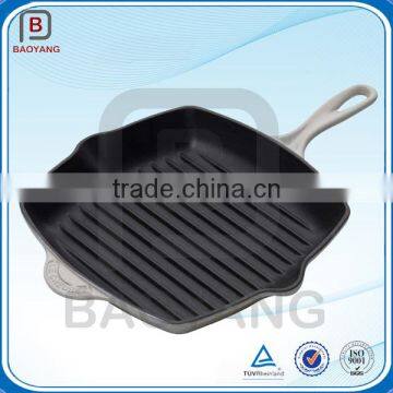 customized quality enamel non-stick cast iron grill pan