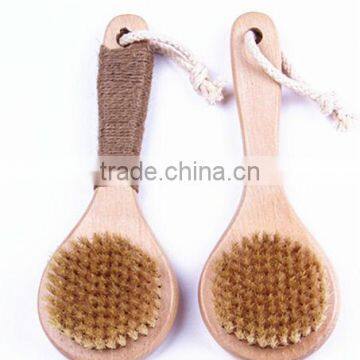 Travel size wooden body bath brush