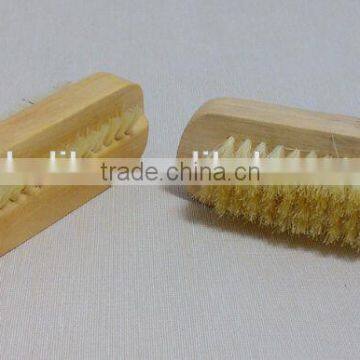 Wooden nail brush with natural bristle