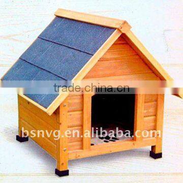 Wooden Classic Dog House With Blue Roof