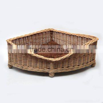 Wholesale Willow Wicker Corner Pet Bed With Cushion