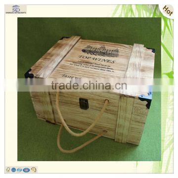 cheap gift hot stamped logo antique wooden wine boxes