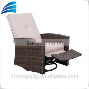Outdoor PE Rattan Wicker Bar Armrest Chair Lounger With Cream Cushion photo-3