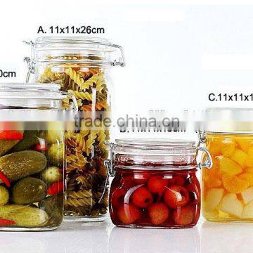 Clear Storage Glass Jar With Glass Clip Top photo-3