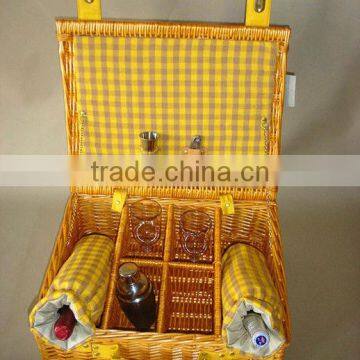 Wicker wine bottle gift basket with grid (factory supplier)