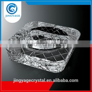 Jingyage square crystal ashtray new style portable crystal cigar ashtray engraved crystal glass ashtray