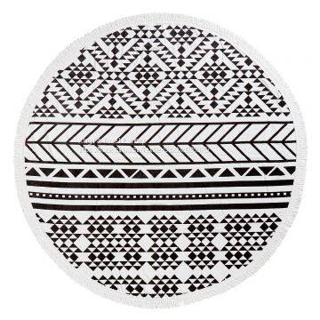 White&Black Printing Circle Beach Towel/Round Beach Towel photo-2
