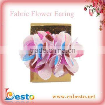 2'' small colorful fashion fabric flowers earring for girl