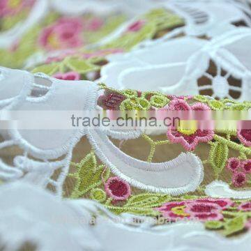 Laser Embroidered Floral Applique Voile Lace Fabric photo-5