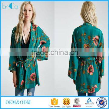 Custom kimono cardigan cotton floral printed kimono for women 2016 hot sale