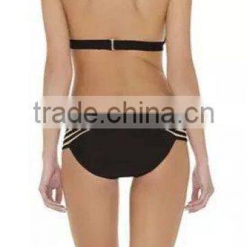 Black Deep V Neck Halter One Piece Hollow Out Swimsuit 2015 New Sexy Women Bandage Swimwear photo-2