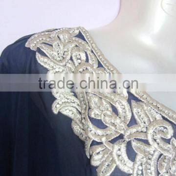 BLUE EMBROIDERED Georgette CAFTAN Kaftan Tunic Poncho Zip Cover up photo-3