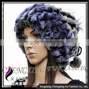CX-C-68D Ladies Knitted Winter Neck Warmer/ Fashion Rex Rabbit Fur Hat photo-4