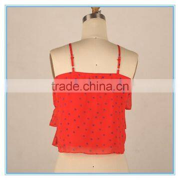 Spaghetti Latest Design Girls Crop Top With 3 Layers Ruffles photo-2