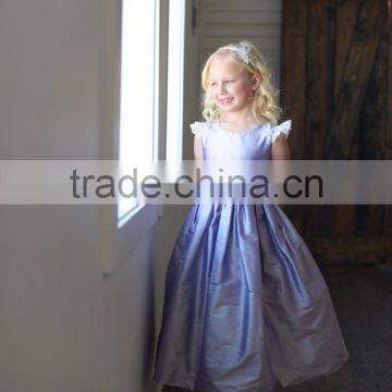 Summer One Piece Girls Party Dresses Baby Girl Lace Trim Purple Princess Flower Dresses Children Frocks Designs photo-2