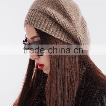 Wool cashmere blended knit beret cap for women